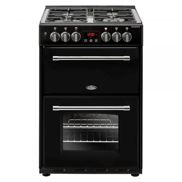 Belling FARMHOUSE60DFBLK Gas Hob with Electric Oven - Black