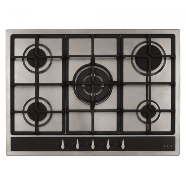 CDA HG7351SS 700mm 5 Burner Gas Hob with Wok Burner