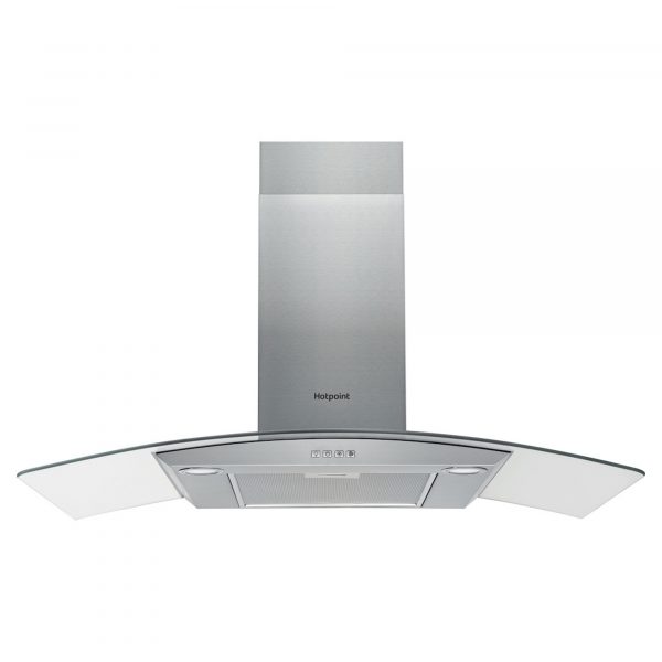 Hotpoint PHGC94FLMX Curved Glass Chimney Cooker Hood S/Steel