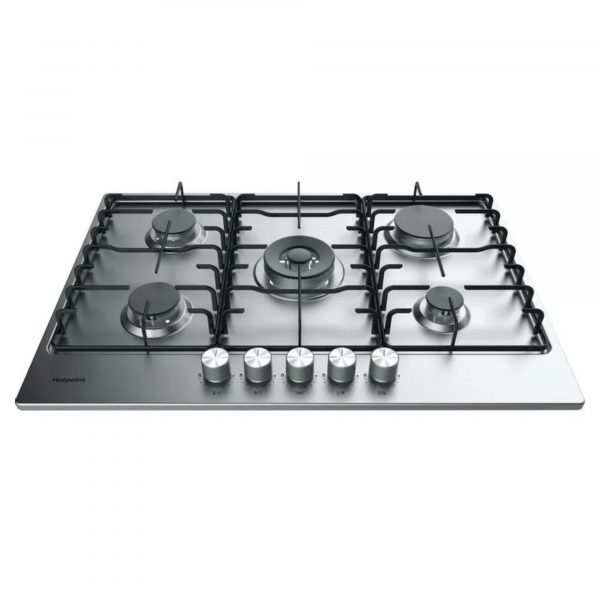 Hotpoint PPH75PDFIXUK 750mm 5 Burner Gas Hob - Silver Finish