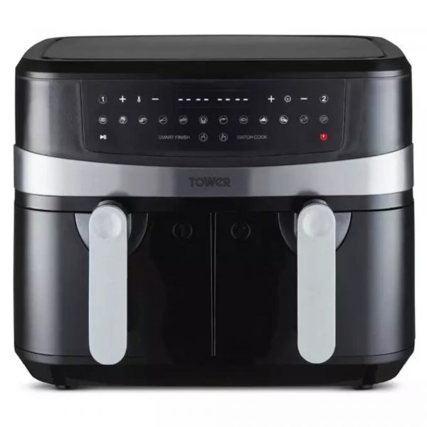 Tower 17088 2600W 2kg Food Capacity Duo Basket Air Fryer - Black